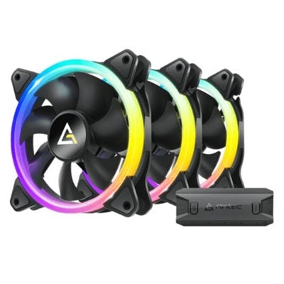 Antec Neon 120 ARGB PWM Case Fan 3-Pack - Hydraulic Bearing, Black