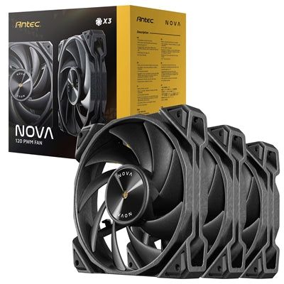 Antec NOVA 120mm PWM Fan 3-Pack - FDB, 3200 RPM, Metal Frame