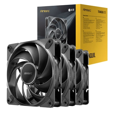 Antec Tranquil 120mm PWM Case Fan 3-Pack - FDB, 2000 RPM, Black
