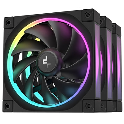 DeepCool FL12 120mm ARGB PWM Fan 3-Pack Black - Fluid Dynamic Bearing