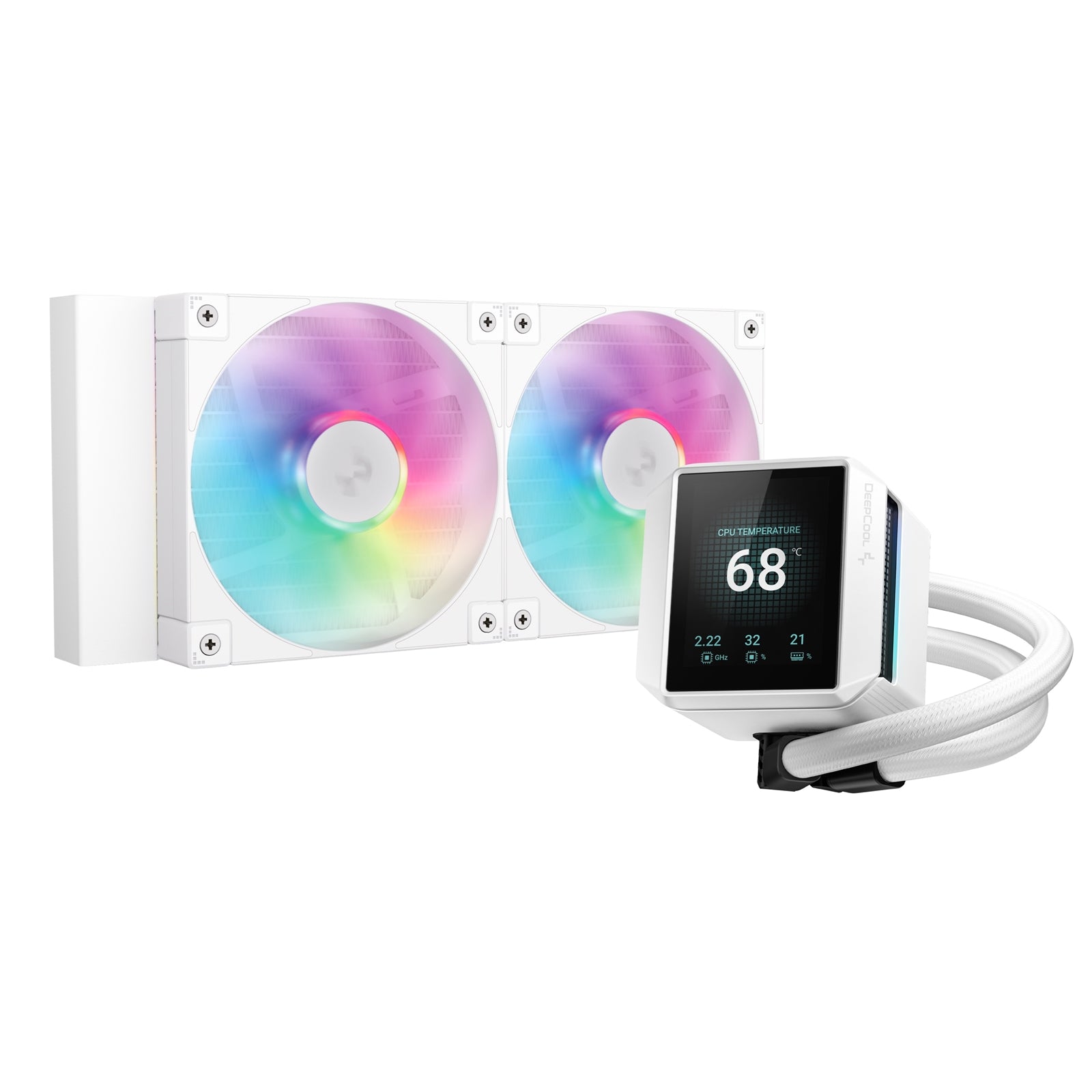 DeepCool Mystique 240 White ARGB LCD AIO Cooler - 240mm