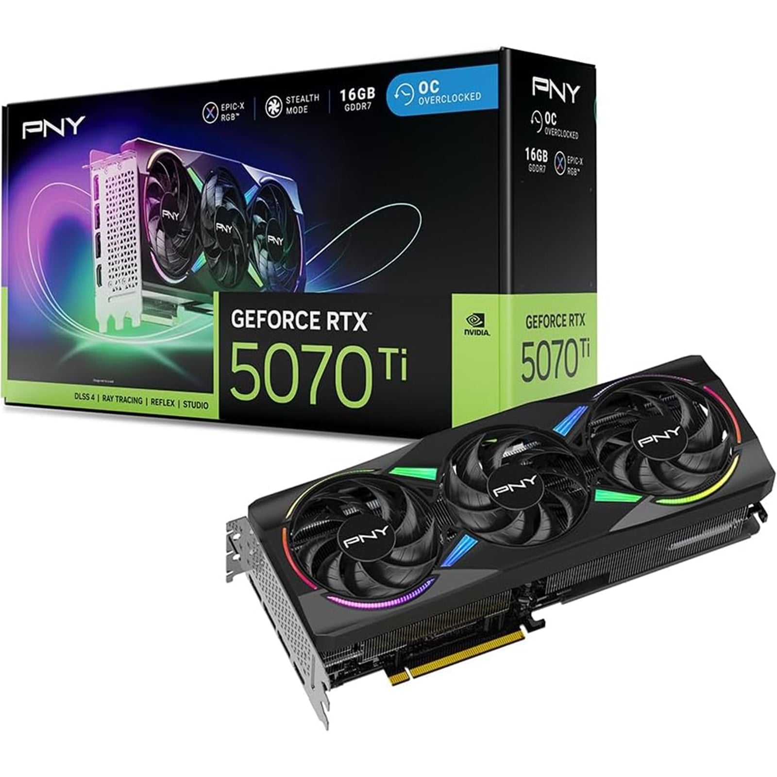 PNY GeForce RTX 5070 Ti 16GB GDDR7 Epic-X RGB OC Graphics Card