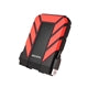 ADATA HD710 Pro 1TB rugged external hard drive in red, IP68 waterproof design, with durable casing and USB connection.