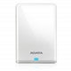 White ADATA HV620S 1TB USB 3.1 portable external hard drive with sleek design and blue indicator light.