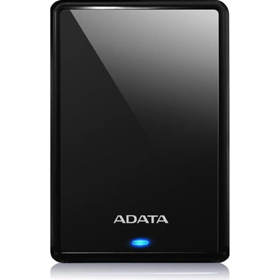Black Adata HV620S 4TB USB 3.1 portable external hard drive with a sleek glossy finish.
