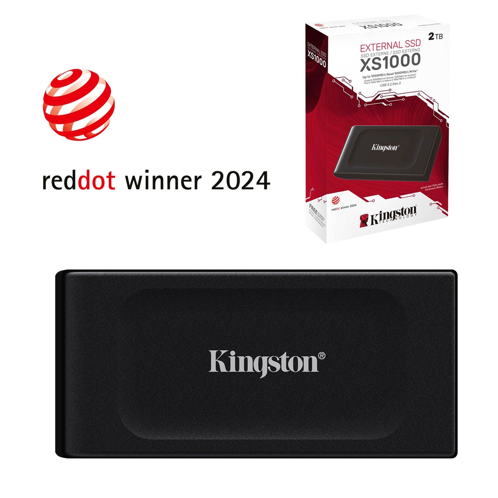 Kingston XS1000 2TB Portable SSD - 1050MB/s USB 3.2 Gen 2
