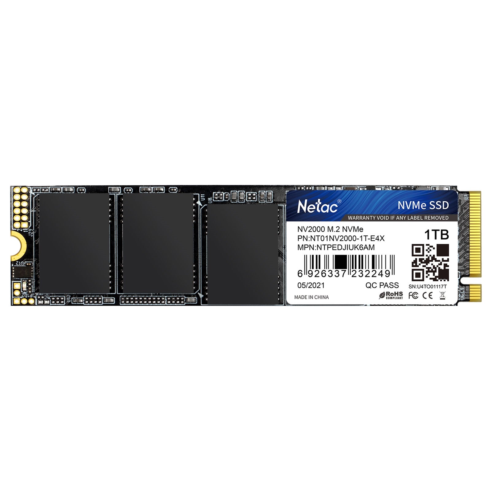 NETAC NV2000 1TB NVMe SSD PCIe Gen3 M.2 2280 - 2500MB/s