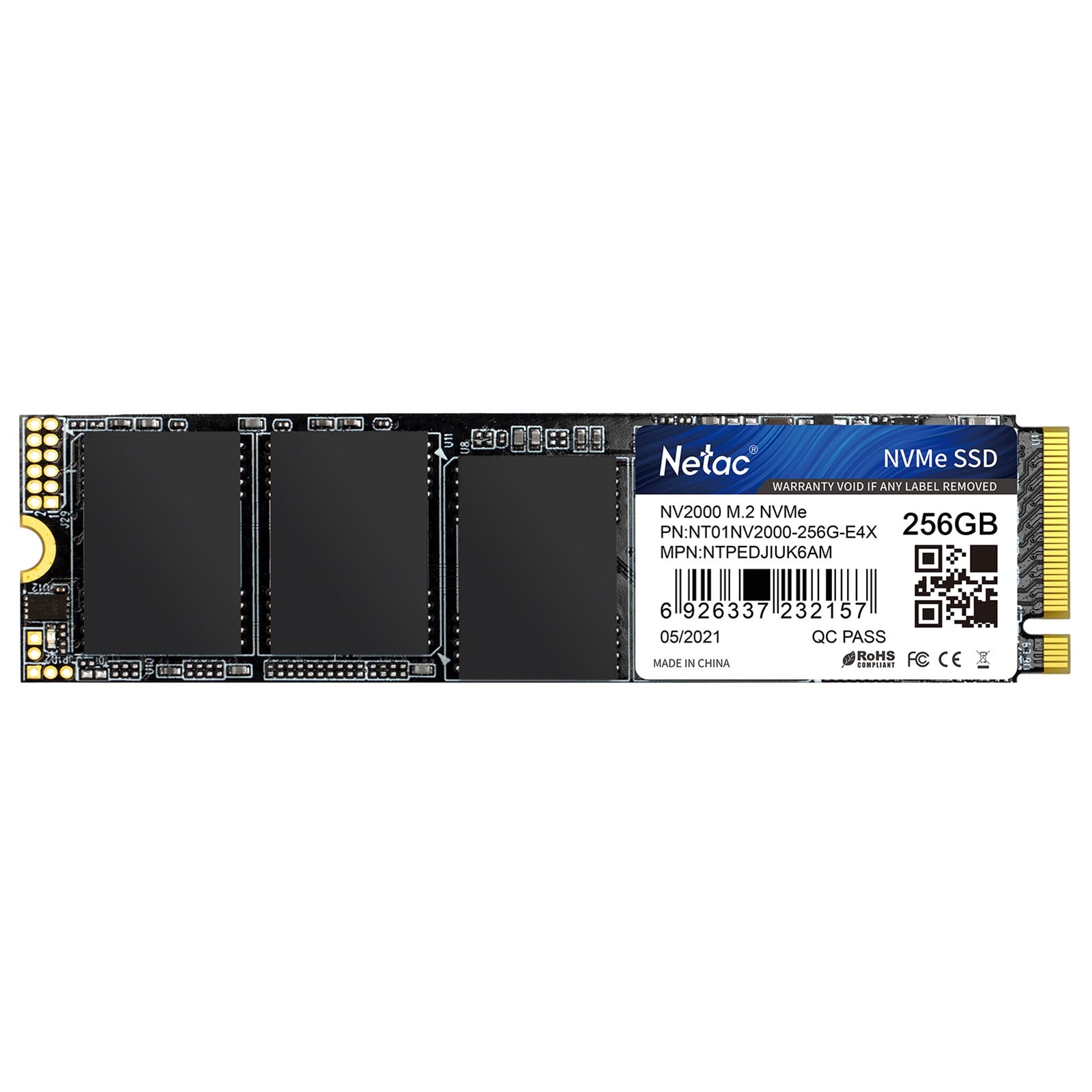 NETAC NV2000 256GB NVMe M.2 SSD PCIe Gen3 - 2500MB/s