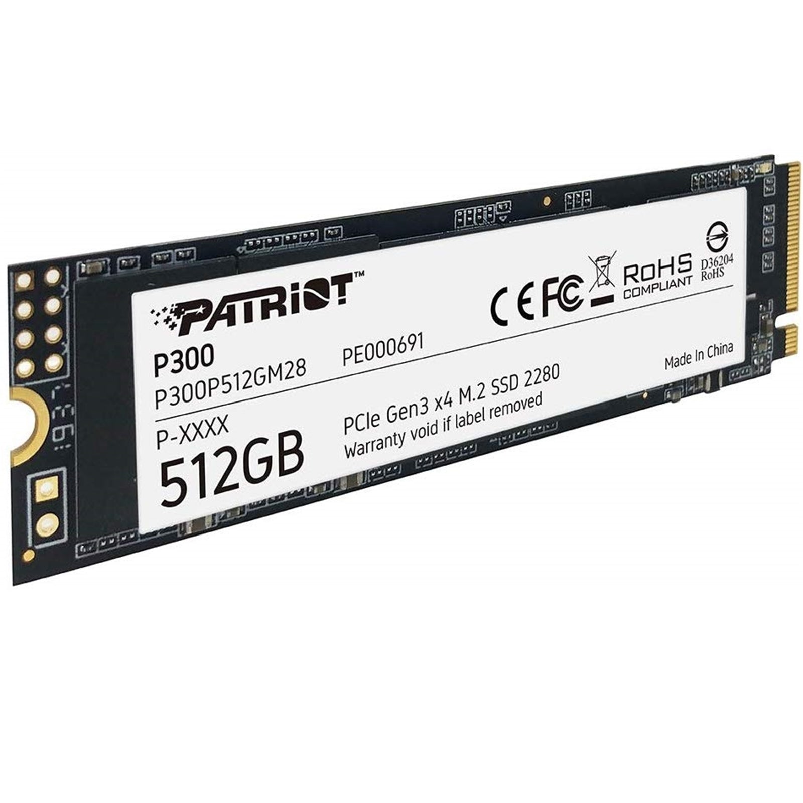 Patriot P300 512GB NVMe M.2 SSD PCIe Gen3 x4 - 1700MB/s