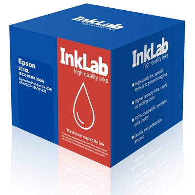 InkLab 33XL Epson Compatible High Yield Ink Cartridges CMYK 4-Pack