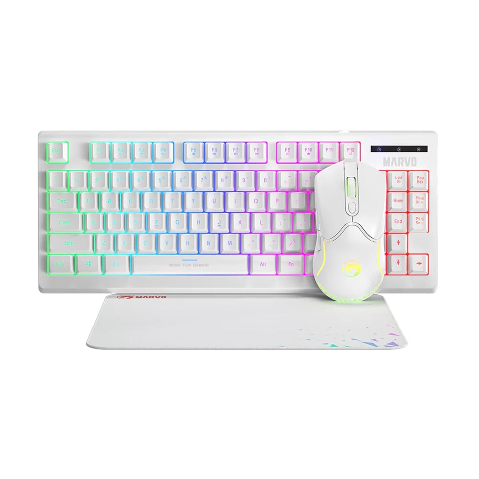 Marvo CM310 White TKL Gaming Bundle - 87-Key RGB Keyboard & Mouse
