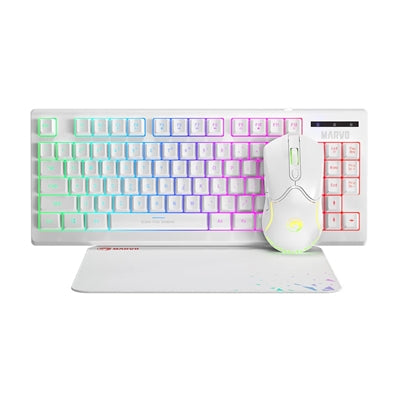 Marvo CM310 White TKL Gaming Bundle - 87-Key RGB Keyboard & Mouse