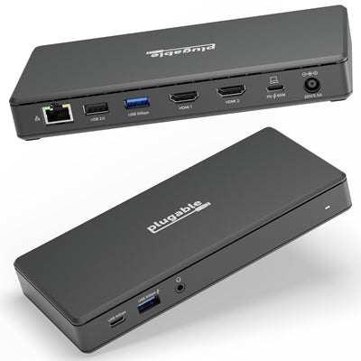 Plugable USB-C Dual HDMI Dock 4K 60Hz 65W PD Desktop Station