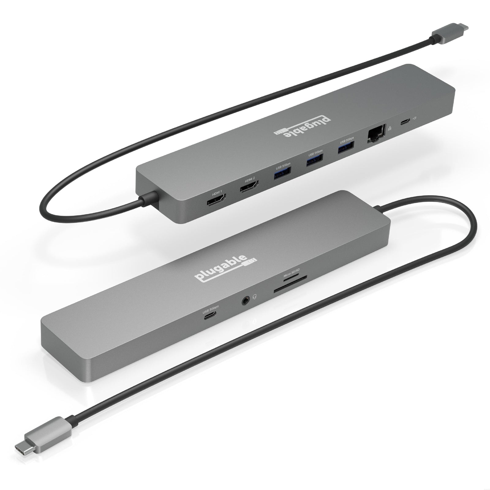 Plugable 11-in-1 Aluminum USB-C Docking Station Dual 4K HDMI 100W PD