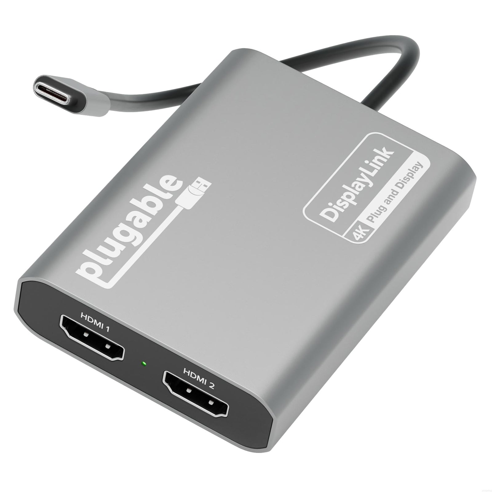 Plugable USB-C Dual HDMI Adapter Aluminum DL-6950 4K 60Hz