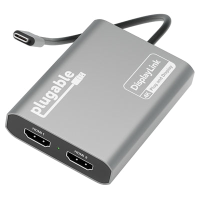Plugable USB-C Dual HDMI Adapter Aluminum DL-6950 4K 60Hz