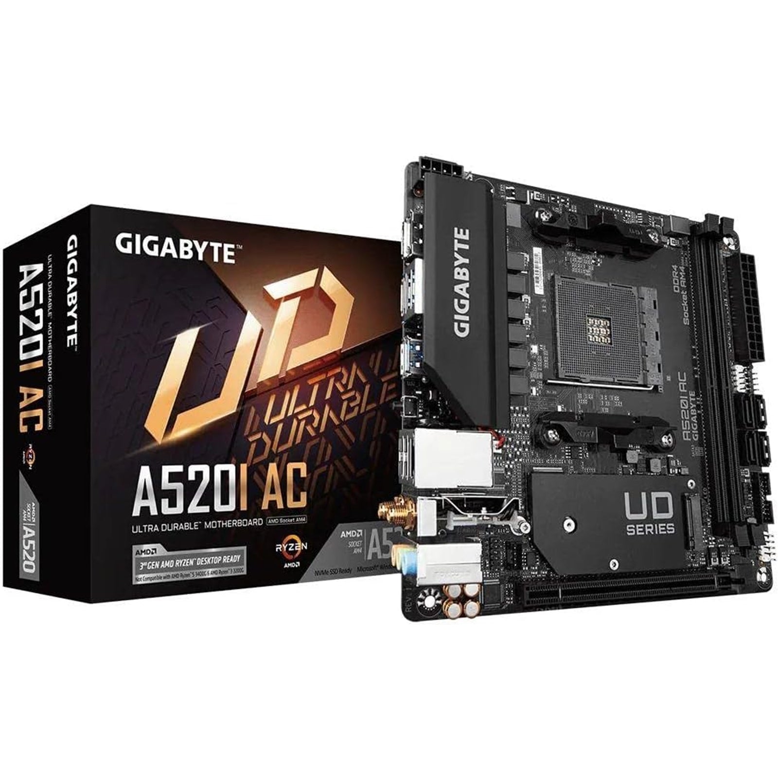 Gigabyte A520I AC Mini-ITX AM4 Motherboard WiFi 5 DDR4 64GB