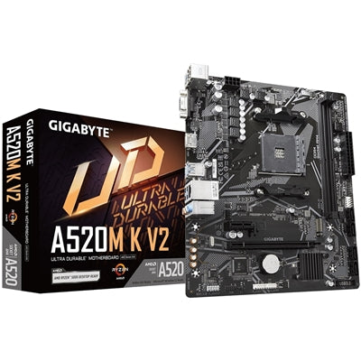 Gigabyte A520M K V2 AM4 Micro-ATX Motherboard - DDR4 64GB, M.2 NVMe
