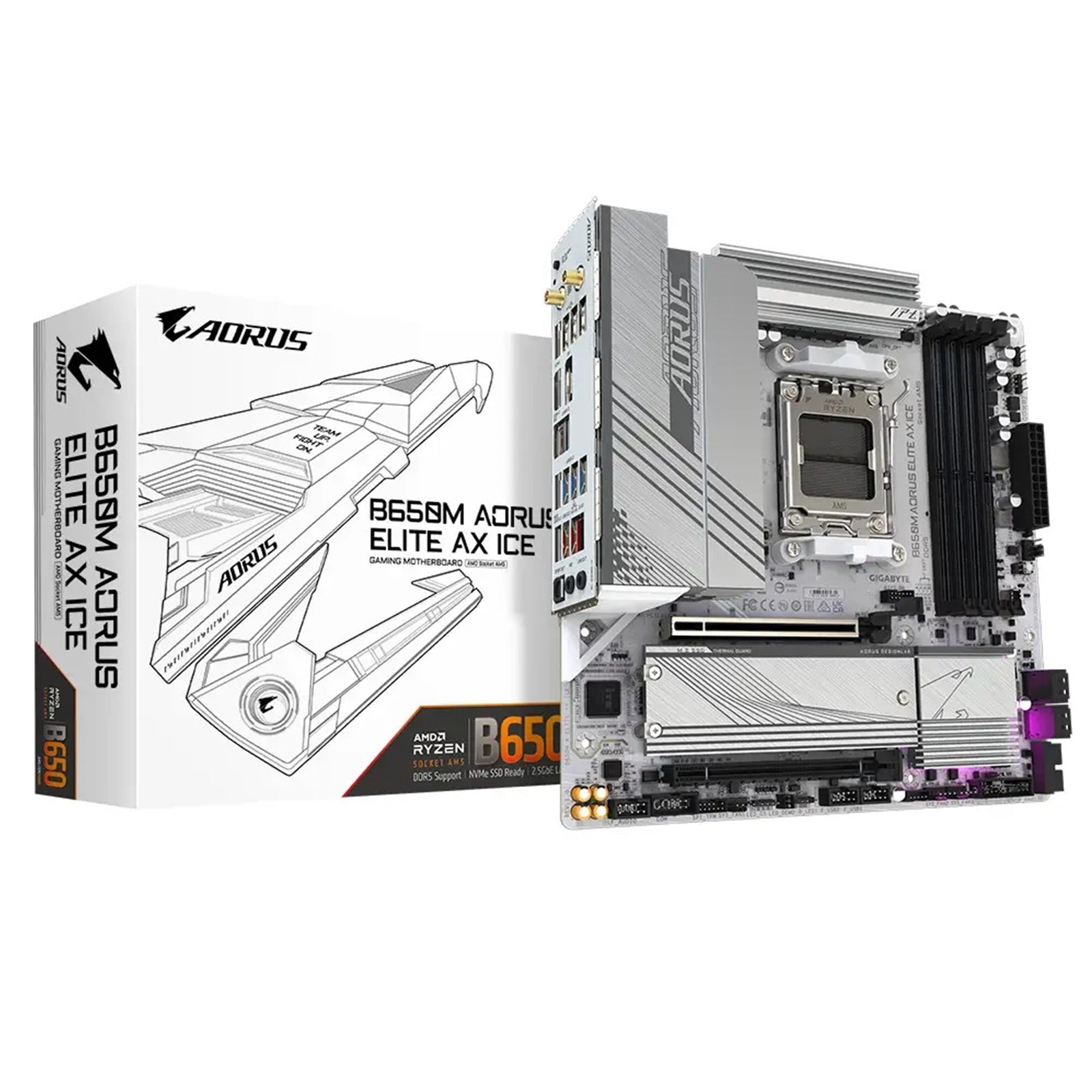 Gigabyte B650M AORUS ELITE AX ICE White Micro-ATX AM5 WiFi 6E DDR5