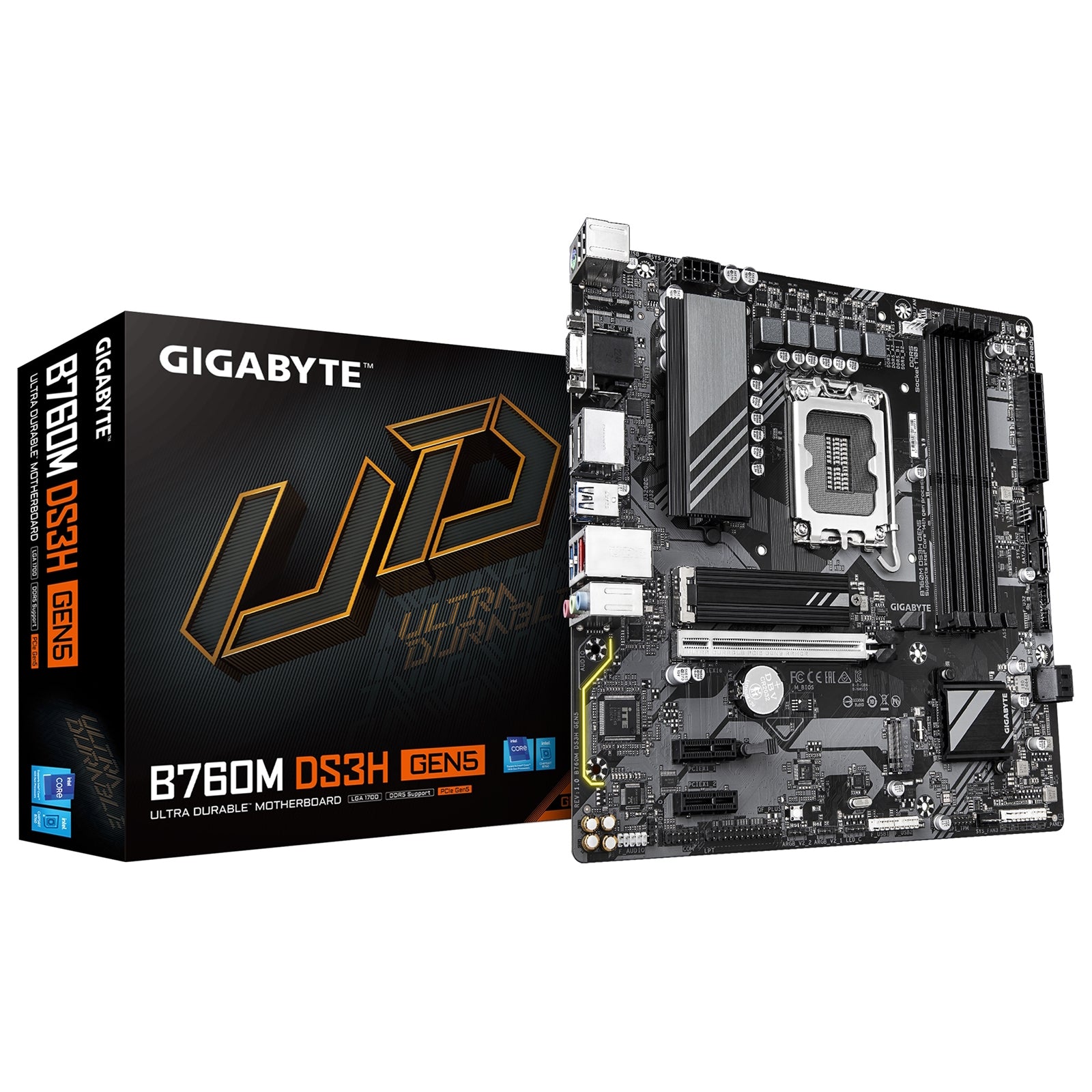 Gigabyte B760M DS3H DDR5 Micro ATX Motherboard - PCIe 5.0, LGA1700