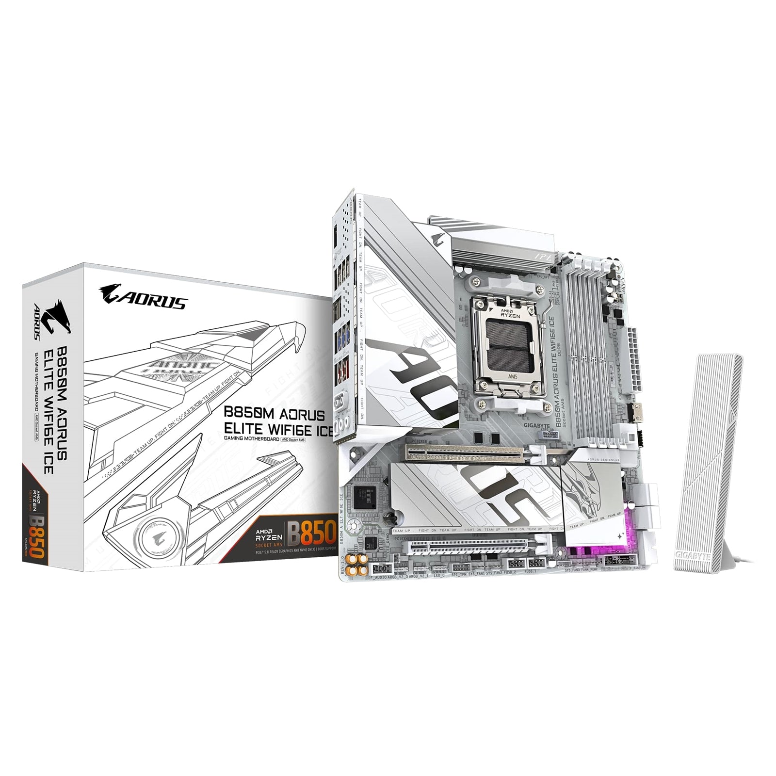 Gigabyte B850M AORUS ELITE WiFi 6E ICE White mATX AM5 DDR5