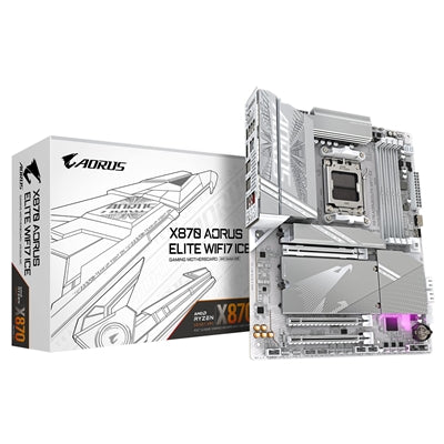 Gigabyte X870 AORUS ELITE WIFI7 ICE White ATX AM5 Motherboard DDR5