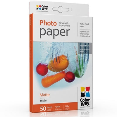 ColorWay Matte Photo Paper 6x4 190gsm 50 Sheets Inkjet A6