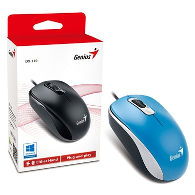 Genius DX-110 Wired USB Mouse - 1000 DPI Optical Blue 3-Button