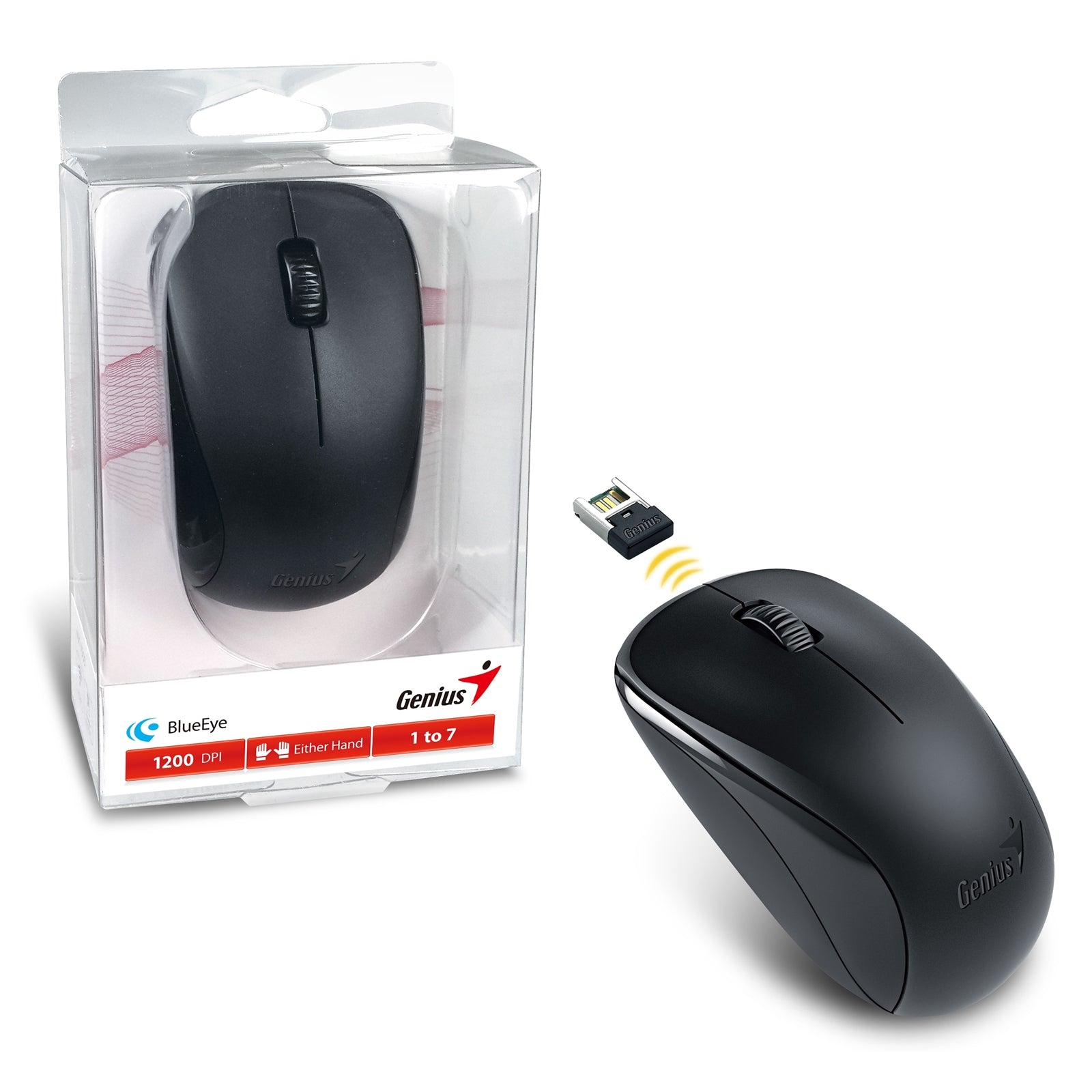 Genius NX-7000 Wireless Mouse - 1200 DPI BlueEye Optical Black