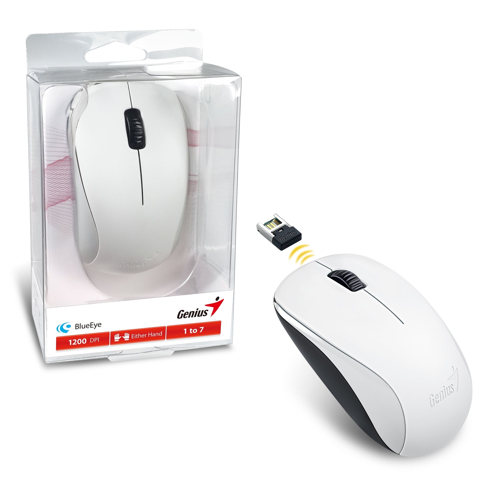 Genius NX-7000 Wireless Mouse - 1200 DPI BlueEye Optical White