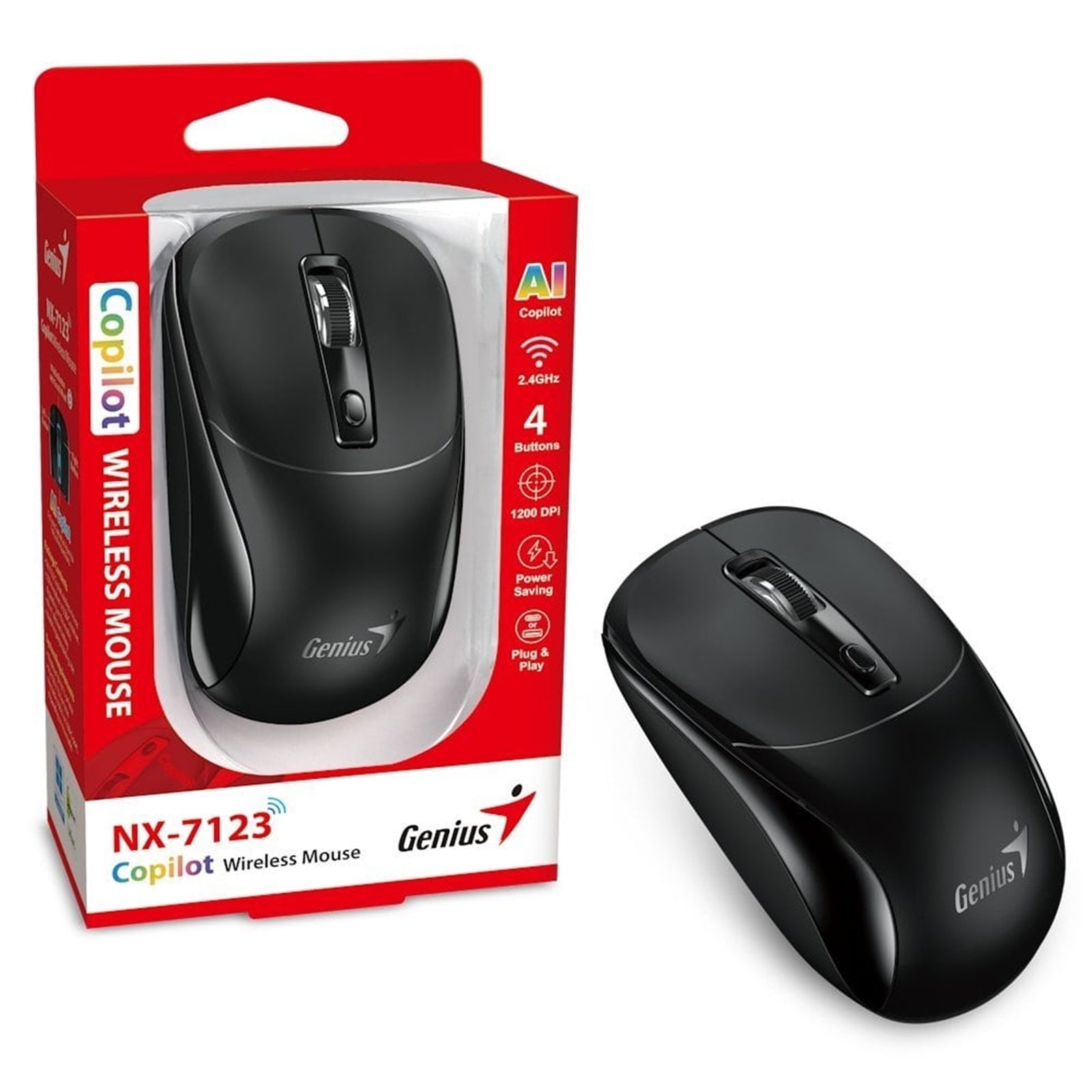 Genius NX-7123 Wireless Mouse - Copilot AI Button - 1200 DPI