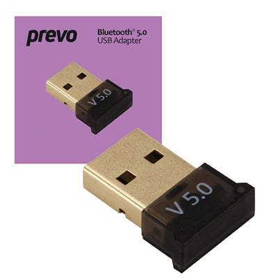 Prevo Bluetooth 5.0 USB Adapter - Compact Wireless Dongle 20m Range