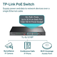 TP-Link TL-SL1218P 16-Port PoE+ Switch 150W Rackmount Metal