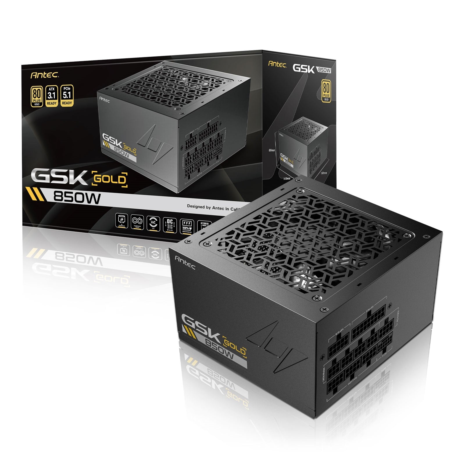 Antec GSK 850W ATX3.1 Power Supply - 80 PLUS Gold Full Modular PSU