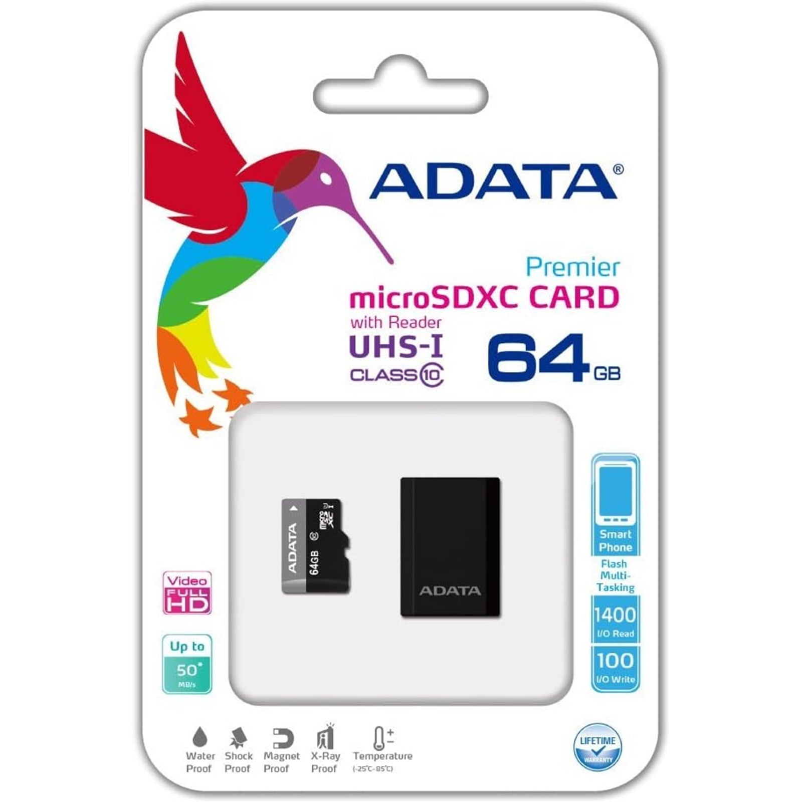 Adata Premier 64GB Micro SDHC UHS-I Class 10 Memory Card + Adapter