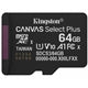 Kingston Canvas Select Plus  SDCS3/64GB 64GB Micro SD UHS-I (U1) Flash Card with Adapter