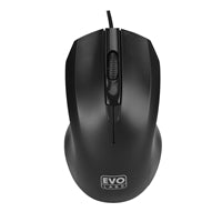 Evo Labs Wired USB Optical Mouse - 800 DPI, 3-Button, Matte Black