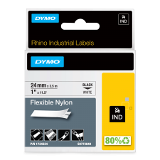 Dymo 1734524 24mm Black on White Flexible Tape - S0773840