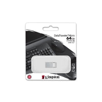 Kingston DTMC3G2/64GB 64GB DataTraveler Micro USB Flash Drive, USB 3.2, Metal Casing, Up to 200MB/s