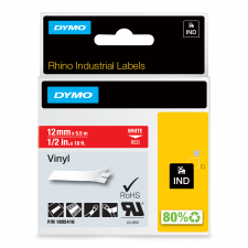 Dymo 1805416 12mm White on Red