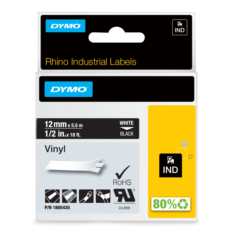 Dymo 1805435 12mm White on Black