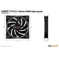 be quiet! Light Wings 140mm PWM High-Speed RGB Fan 2200RPM Black