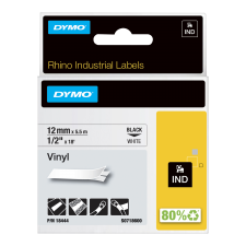 Dymo 18444 12mm Black on White Vinyl Tape - S0718600