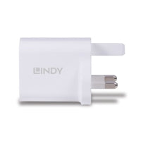 LINDY 30W Dual USB-C & USB-A PD 3.0 Wall Charger White UK