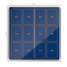 Nobo 1902566 Premium Plus Blue Felt Lockable Notice Board 12xA4