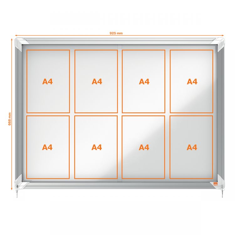 Nobo 1902569 Premium Plus Magnetic Lockable Notice Board 8xA4