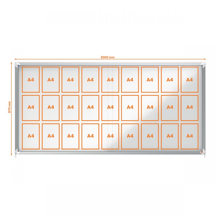Nobo 1902572 Premium Plus Magnetic Lockable Notice Board 27xA4