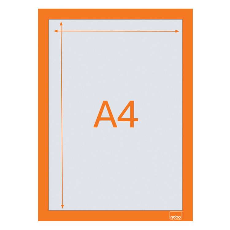 Nobo 1915695 Self-adhesive Magnetic Poster Frame A4 Orange