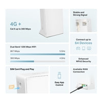 Mercusys MB230-4G Cat6 AC1200 Dual Band Gigabit 4G LTE Router