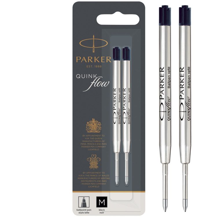 Parker 1950372 Quinkflow Ball Pen Refill Black Ink Medium Box of 12